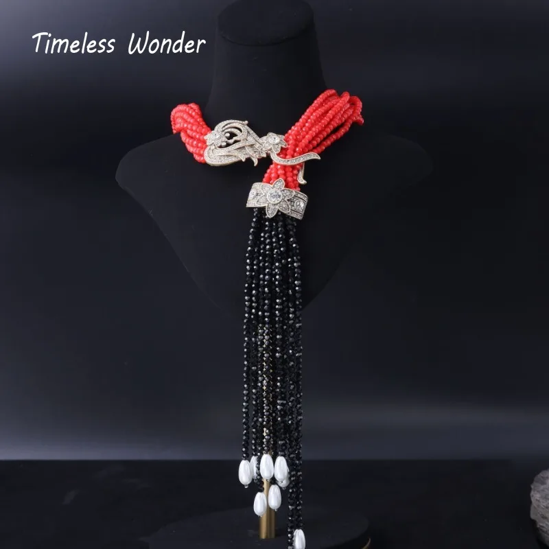 

Timeless Wonder Retro Zircon Geo Beaded Pave Necklaces for Women Designer Jewelry Goth Runway Luxury Vintage Rare Top 4526