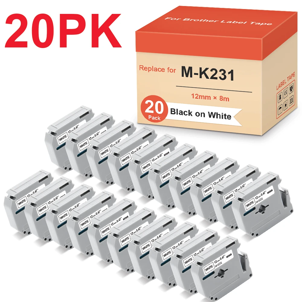 Lot De 5 Rubans Adhésifs Blancs 12 Mm Pour étiqueteuse Brother PT90, PT80, PT70 - Résistants à L'eau Et à L'usure