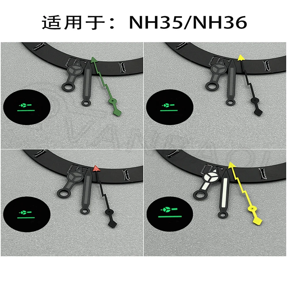 시계용 초침 번개 시계, S NH35A NH36 무브먼트 시계 바늘, 녹색 및 파란색 루멘 시계 액세서리, NH35, 7.5mm * 12mm * 13mm