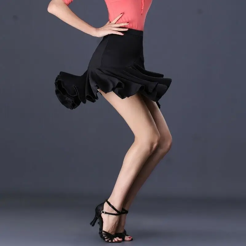 Jupe De Danse Latine Pour Fille Avec Short Intégré - Taille élastique, Matières Stretch - Pour Samba, Cha-cha, Tango, Spectacle