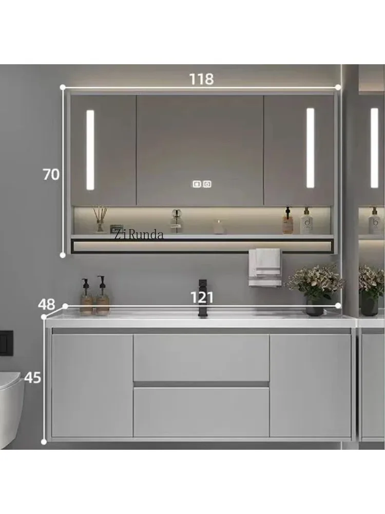 Simple Bathroom Cabinet Washstand Vanity with Sink Together Storage Mirror Cabinet Fashion Furniture