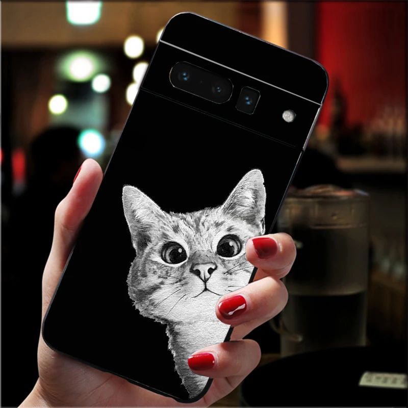 XINYEXIN Custodia per Google Pixel 6a Cover con Disegni Design, Ultra Slim Morbido Silicone TPU Antiurto Antigraffio Bumper Cover - Cat