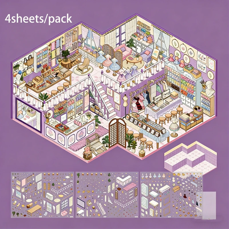 Mr. Paper Shop Management-Aufkleber, 4 Stück – 2.0, übergroßes 3D-Design, Aufbewahrung, Diorama-Tagebuch, kreative lustige Aufkleber, DIY-Scrapbooking – Detail 17