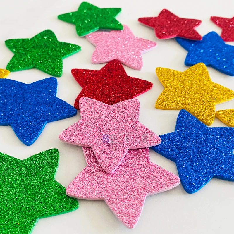 45pcs Glitter Foam Stickers Self-Adhesive Star EVA Stickers Children  Educational DIY Toys Birthday Graduation Party Decor