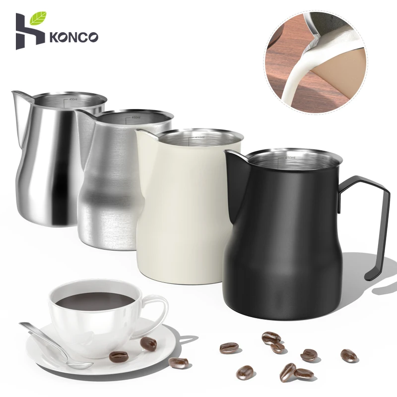 Milk Frother Jug Milk Frothing Jug Milk Frothing Pitcher Jug 350/500ML Stainless Steel Coffee Milk Frothing Jug for Espresso Latte Art Barista Steam
