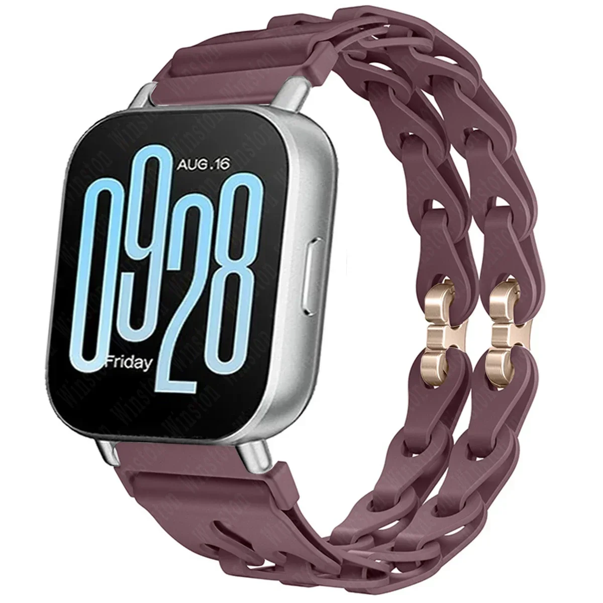 Stylish Chain Strap Silicone Band Bracelet for Smartwatch Replacement, 22mm Wristband