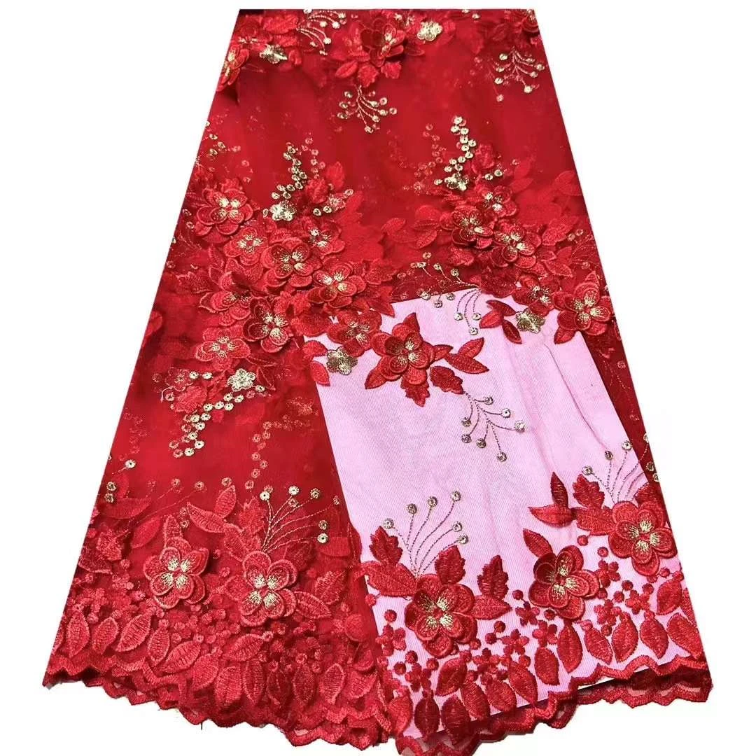 5Yards Latest Best Quality Delicate Very Soft 3D Embroidered Tulle lace Fabric For Wedding Evening Dress U_GE1838