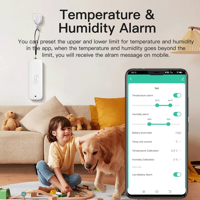 Tuya WiFi Temperature Humidity Sensor IP65 Waterproof Smart Thermometer Remote Control APP Work with Google Assistant Alexa 4