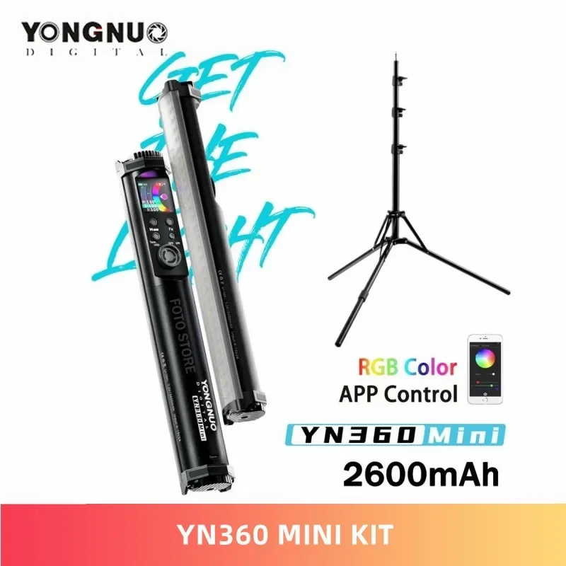 YONGNUO YN360 MINI YN360MINI светодиодный RGB видео светильник 2700K-7500K атмосфера Заполнение с держателем лампы Комплект для прямой трансляции Youtube