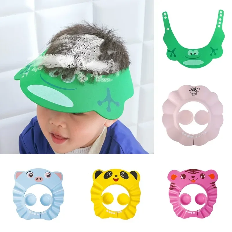 Hair Wash Hat Shampoo Shower Cap Hair Wash Shield Baby Children Multi Color Ear Protection Shampoo Cap Adjustable Soft EVA Bath Shower Hats Newborn Kids Care Cartoon Products