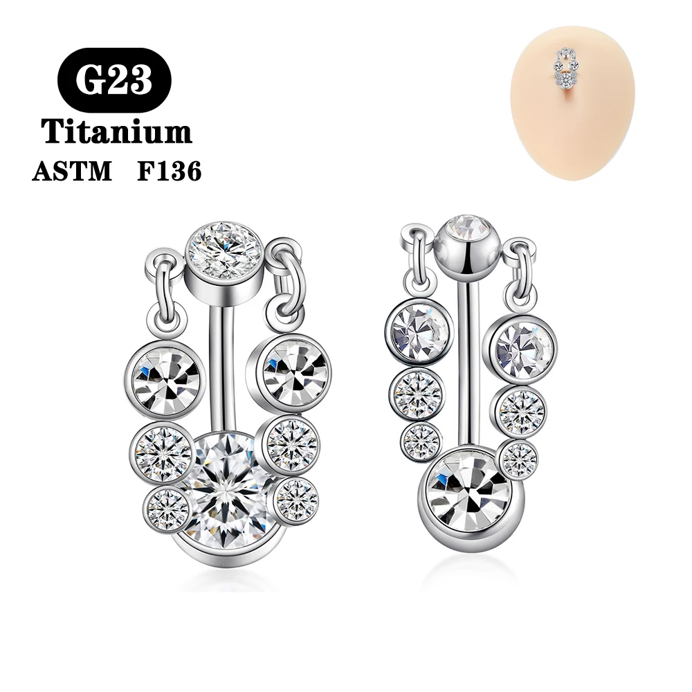 

1 Pcs G23 Titanium Belly Button Piercing Thread Opal Zircon Navel Rings Fashion Nombril for Women Ladies Party New 2022