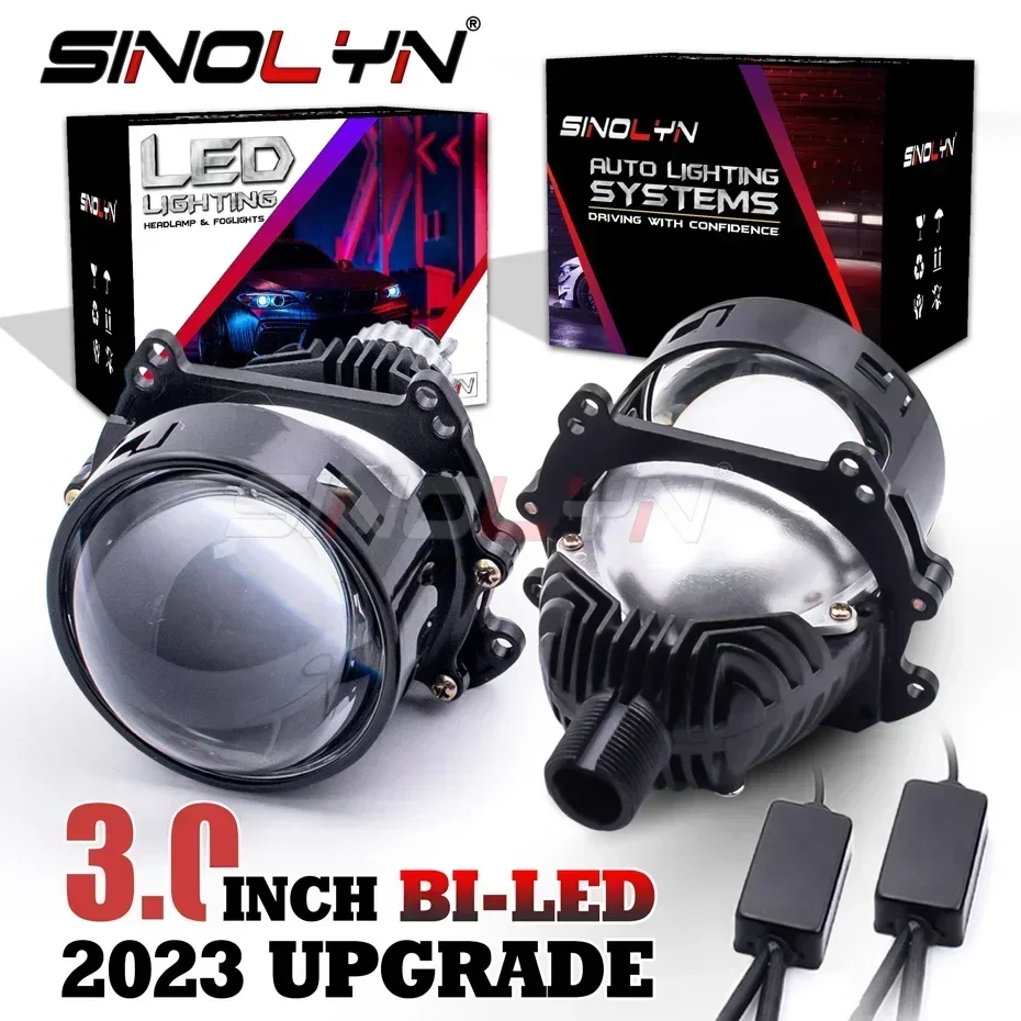 Sinolyn 3 Inch H4 H7 LED Angel Eyes Bi LED Lenses H1 9005 9006 Projector Headlight For Hella Car Lights Headlamp Car Accessories