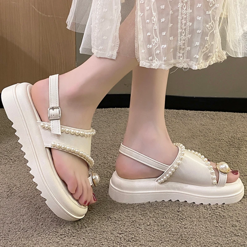 

Женские босоножки на ремешке, Водонепроницаемые босоножки на среднем каблуке, с открытым носком и пряжкой «одно слово», лето 2023