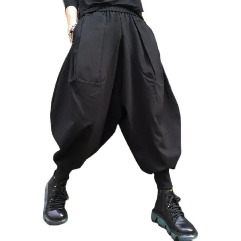 Large size 2023 Autumn/Winter New Street  Korean Low Crotch Pants Strap Harun Pants Long Pants Women's Fashion