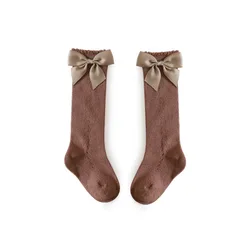 Chaussettes de princesse en coton peigné avec nœud papillon pour filles de 0 à 6 ans 