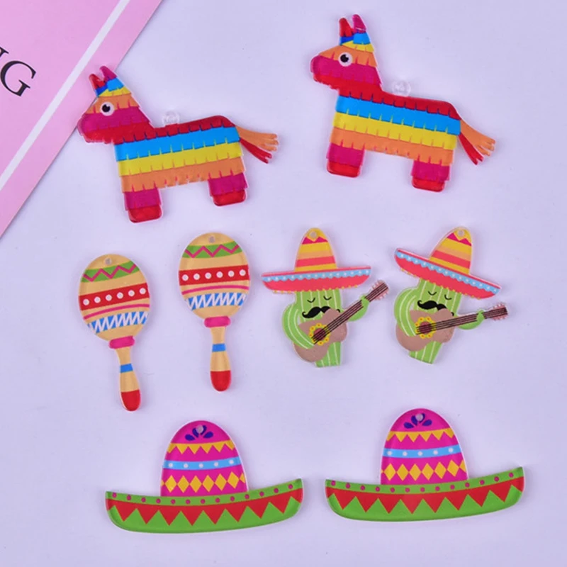 

10pcs Bulk Mexican Fiesta Charm or Pendant Cinco De Mayo Mexican Hat Taco Tuesday Charms for Earrings DIY Jewelry Making