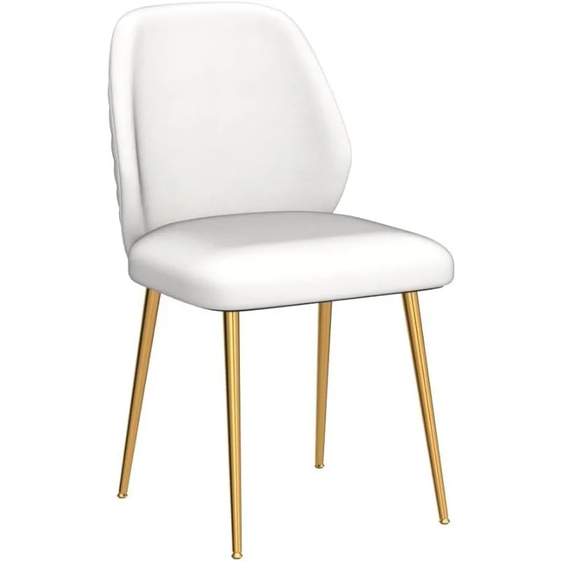 Cream Velvet Upholstered Dining Chairs Set of 2, Modern Accent Dining Room Chairs Tufted Armless Side Chair 5