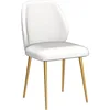 Cream Velvet Upholstered Dining Chairs Set of 2, Modern Accent Dining Room Chairs Tufted Armless Side Chair 5