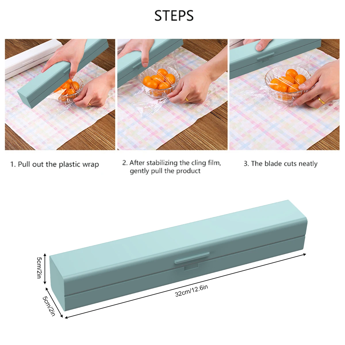 Magnetic Plastic Cling Film Cutter Storage Box with Stainless Steel Blade