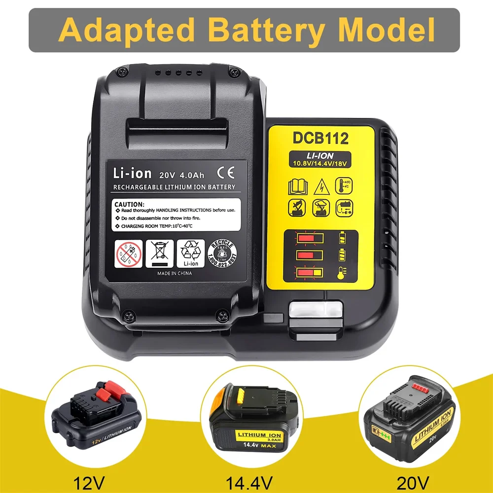 Battery Charger DCB112 2A For Dewalt 10.8V 12V 14.4V 18V 20V