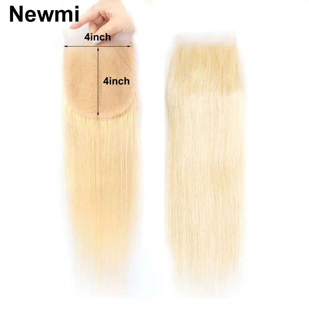 

613 Blonde Lace Closure Human Hair Newmi Pre Plucked Transparent 4x4 Lace Closure for Women 10 - 24 Inch Human Hair Extension