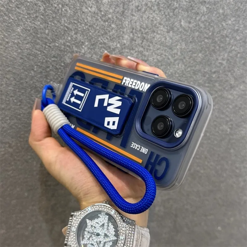 Luxury Fashion Soft Silicone Phone Case with Lanyard Holder and Wrist Strap
