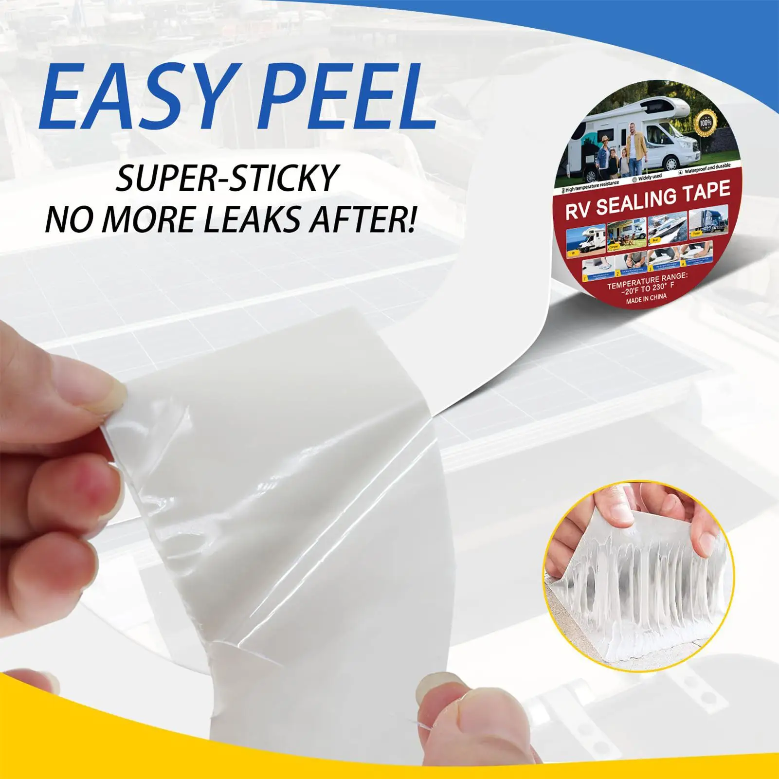 Waterproof RV Roof Repair Seam Tape - UV Resistant and Weatherproof Sealant