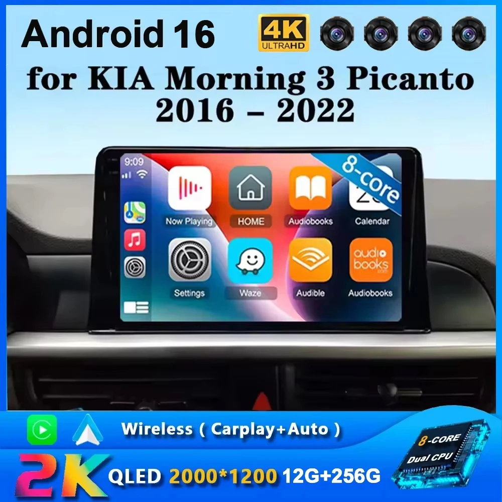 9 Zoll Android 16 Autoradio für KIA Morning 3 Picanto 2016 2017 2018 2019 2020 2022 Auto-Stereoanlage GPS Carplay Autoradio DSP WIFI