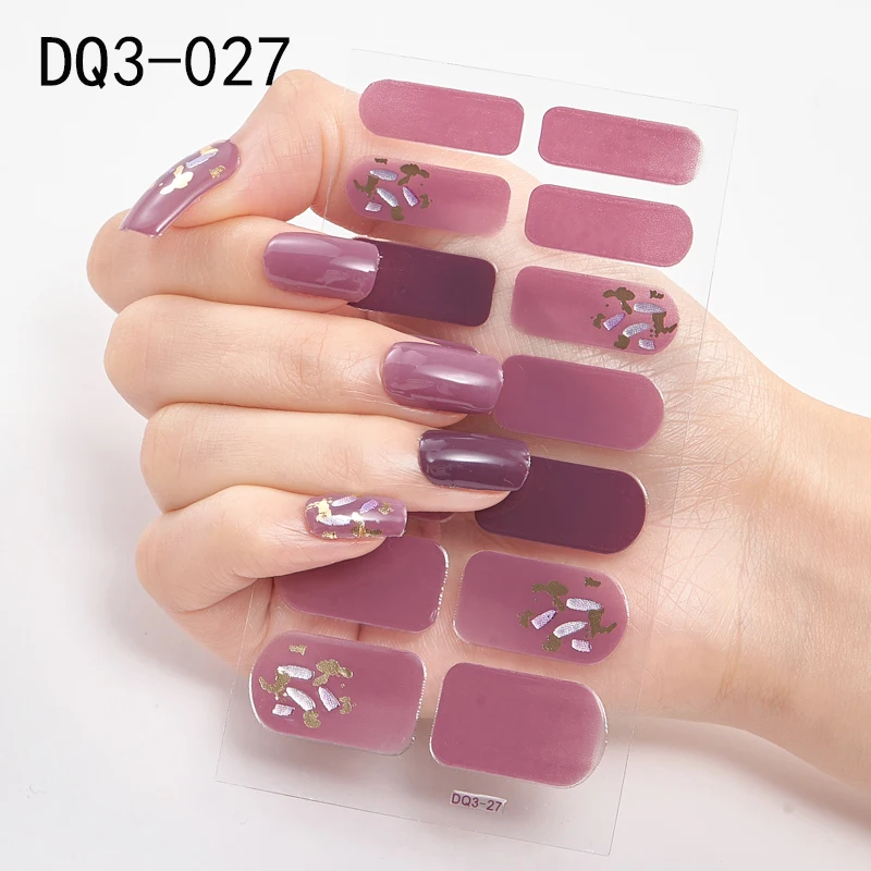 Korean Fashion Colorful 3D Glitter Sequins Nail Art Stickers Manicure DIY Nail Strips Wraps Solid Color