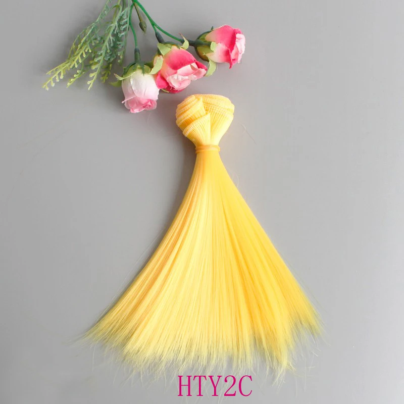1pcs Doll Hair 15cm 25cm Pink Yellow Purple Green Blue Color Straight Doll Wigs for Russian Handmade Diy Accessory 5