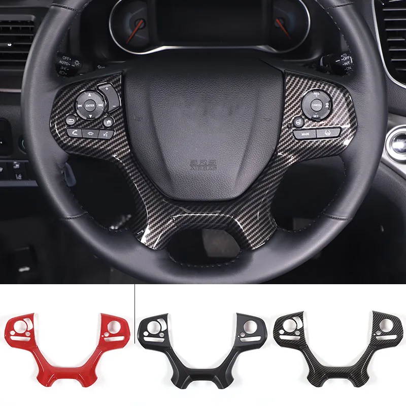 

ABS Carbon Fiber Style Car Steering Wheel Cover Trim Button Frame Stickers For Honda Pilot 2015-2022 Auto Interior Accessories
