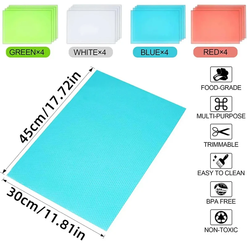 4PCS Waterproof Refrigerator Liner Mat Washable Cabinet Drawer Placemats 2