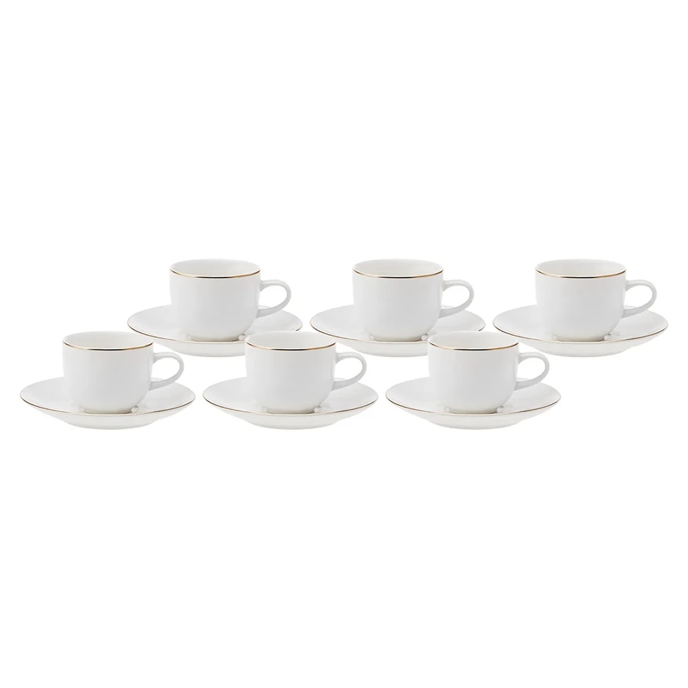 

Karaca Bloom 6 Personality Coffee cup Pad Classic Simple Elegant Style White Gold Compatible, Suitable For Daily Use Aesthetic Looking