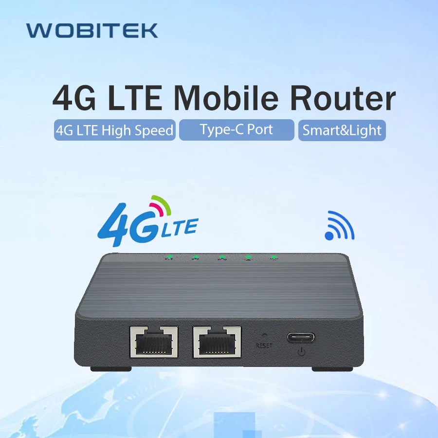

New WOBITEK 4G LTE Internet Router with Sim Card Slot Unlocked Mobile Hotspot Modem WiFi TypeC Port 300Mbps Wireless Lan