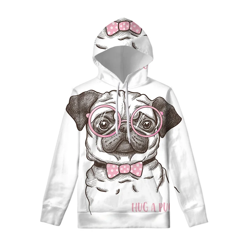 thumbnail image 1 of Sudadera con capucha con estampado 3D de Pug y animales para hombre, sudadera con capucha con estampado de perro, sudadera informal de manga larga a la moda para la calle, 1 of 4
