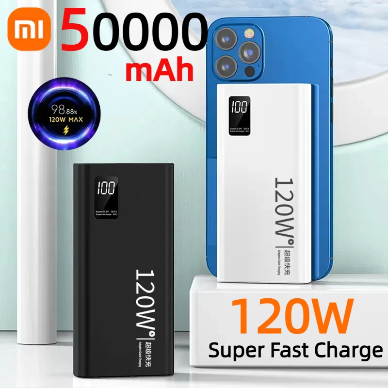 Xiaomi 50000mAh High Capacity 120W Power Bank Super Fast Charging Powerbank Portable Battery Charger For iPhone Samsung Huawei power bank