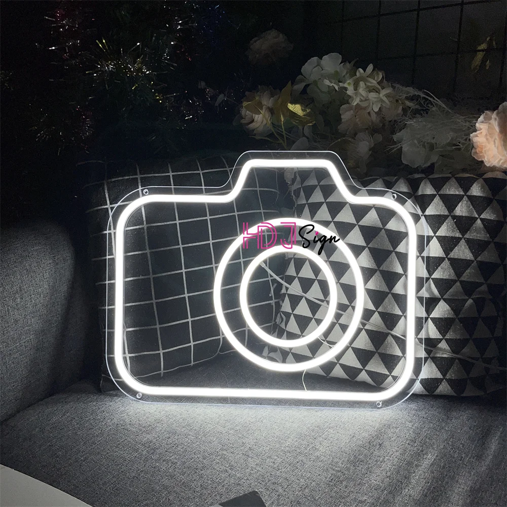 LED 네온 맞춤형 야간 조명, 로그인 룸 스토어 장식 카메라 네온 Led 조명 램프 사인 아트 벽걸이 장식 선물