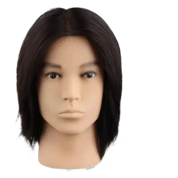 Testa di Manichino Maschile con Capelli Veri per Apprendisti di Barbiere, per Taglio, Permanente, Tintura e Styling, Testa di Bambola per Uomo