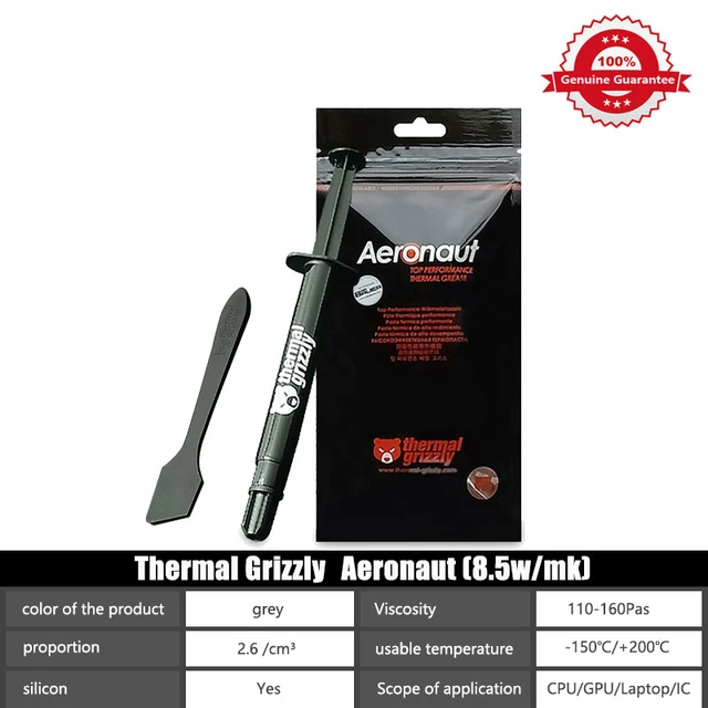 Thermal Grizzly - Aeronaut - High Performance Thermal Paste - Cooling and  Mute Heat Sink Paste for CPU (All Kinds of Them) and Graphics Card Coolers