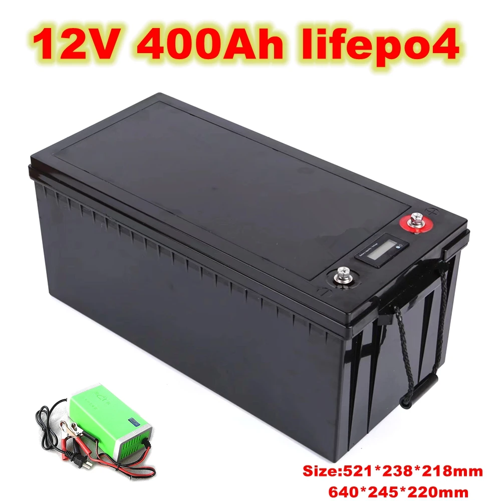 

Waterproof 12.8V 12V 400AH Lifepo4 lithium battery for Golf Carts power supply EV Solar Storage inverter boat + 20A charger