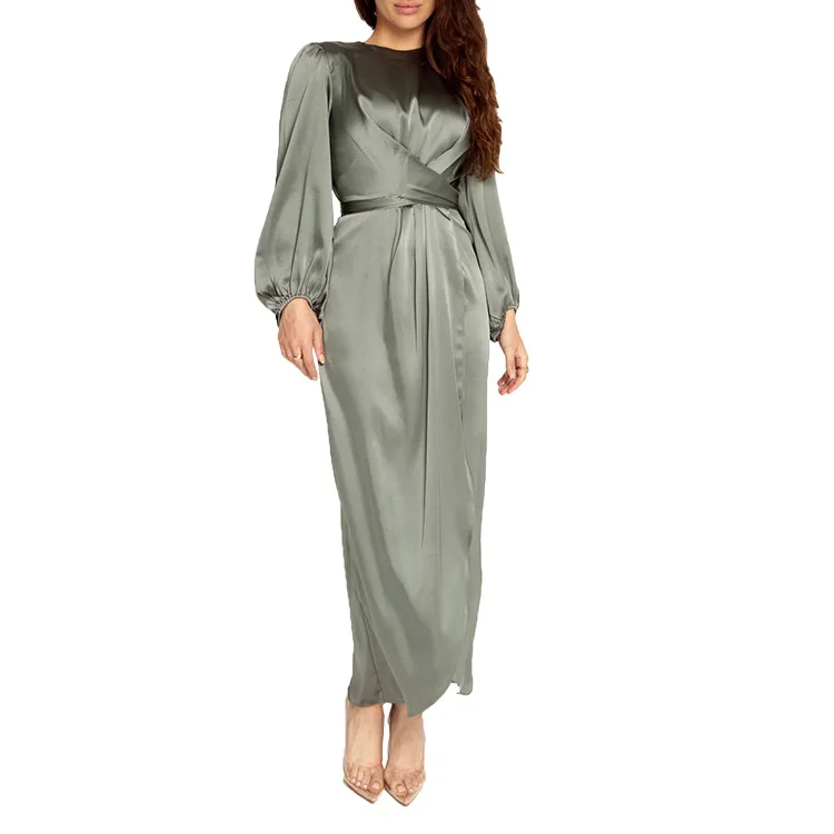 Islamic Clothing Arabic Women's Outwear New Arrival Long Dress Sweet and Fresh Satin Turkey Abayas for Women Ramadan Eid Kimono