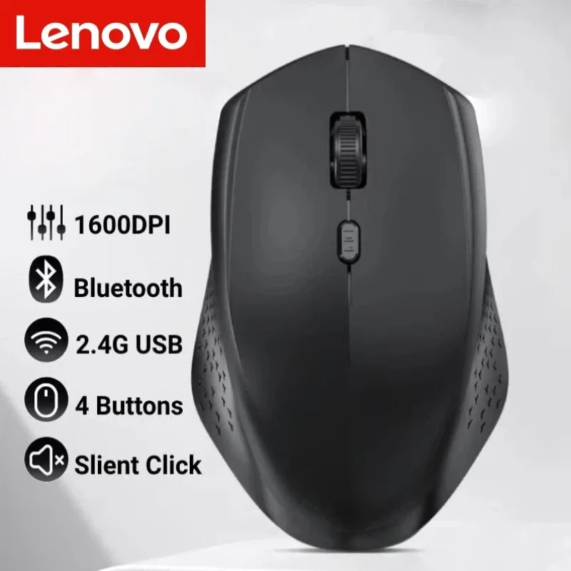 Lenovo Bluetooth 5.2 souris 2.4G souris sans fil double Mode souris silencieuse souris Rechargeable 1600DPI pour ordinateur portable Win Mac OS