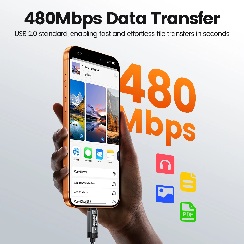 รูปสินค้า สายชาร์จเร็ว USB-C 240W พร้อมหน้าจอ OLED