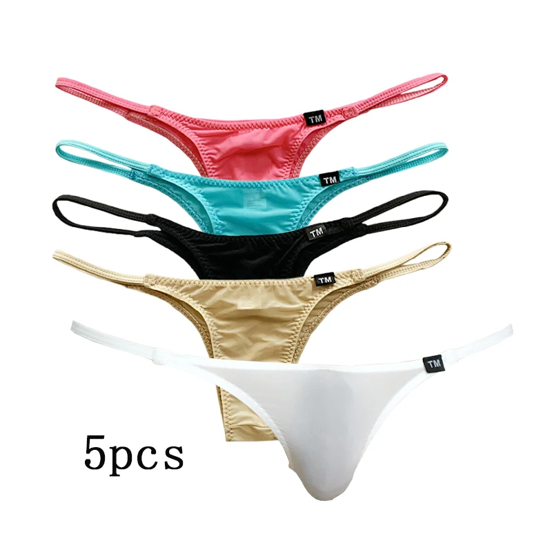 Men Briefs  Ultra Thin Cool Silk Underwear Full Penis  Low Waist Sexy Half  Back Bikinis  Underwear Mini High Elastic Underpants