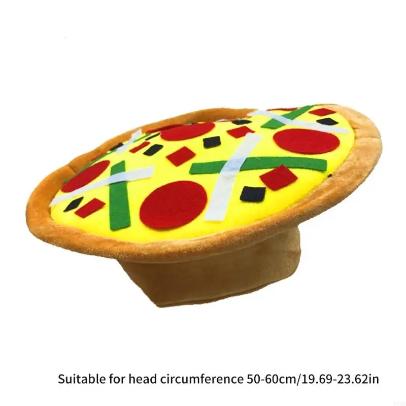 N7YF Funny Pizza Hat Silly Hat Fun Party Toy Play with Felt Toppings Novelty Costume Accessories Pizza Party Supply