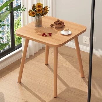 Tavolino quadrato Tavolino in legno Tavolo quadrato semplice Tavolo per la casa Divano Comodino Balcone Tavolino Lunghezza 60 cm Larghezza 60 cm Nuovo 1