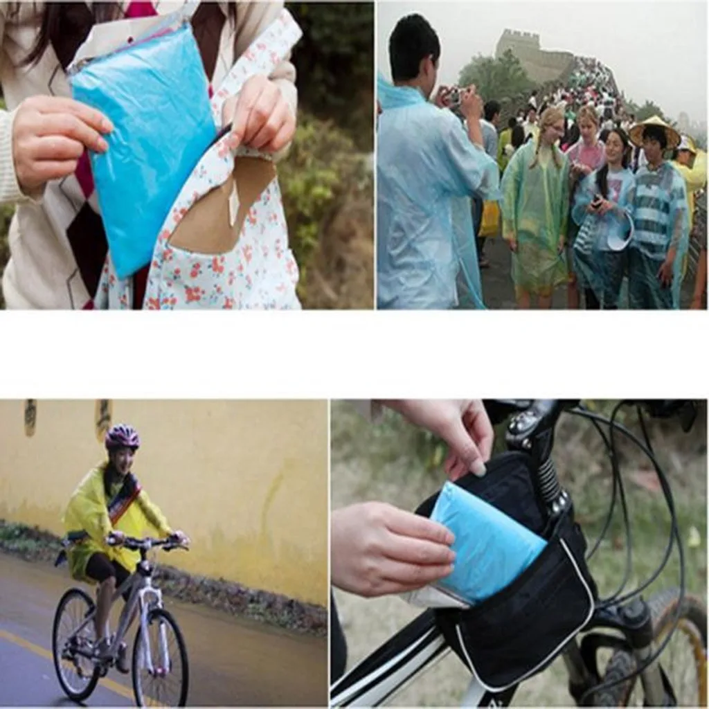 Description Picture 5 of item10/30/50pcs Disposable Rain Ponchos Raincoat with Hood Adults Emergency Waterproof Raincoat for Camping Hiking Sport Outdoors