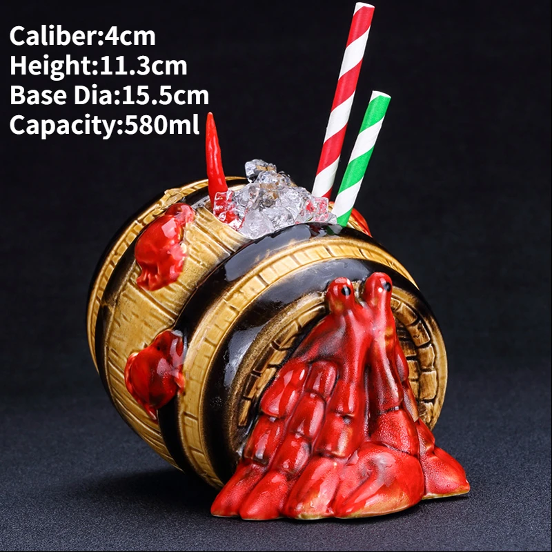 Hawaiian Ceramic Tiki Mug - Creative Cocktail Cup and Halloween Bar Gift
