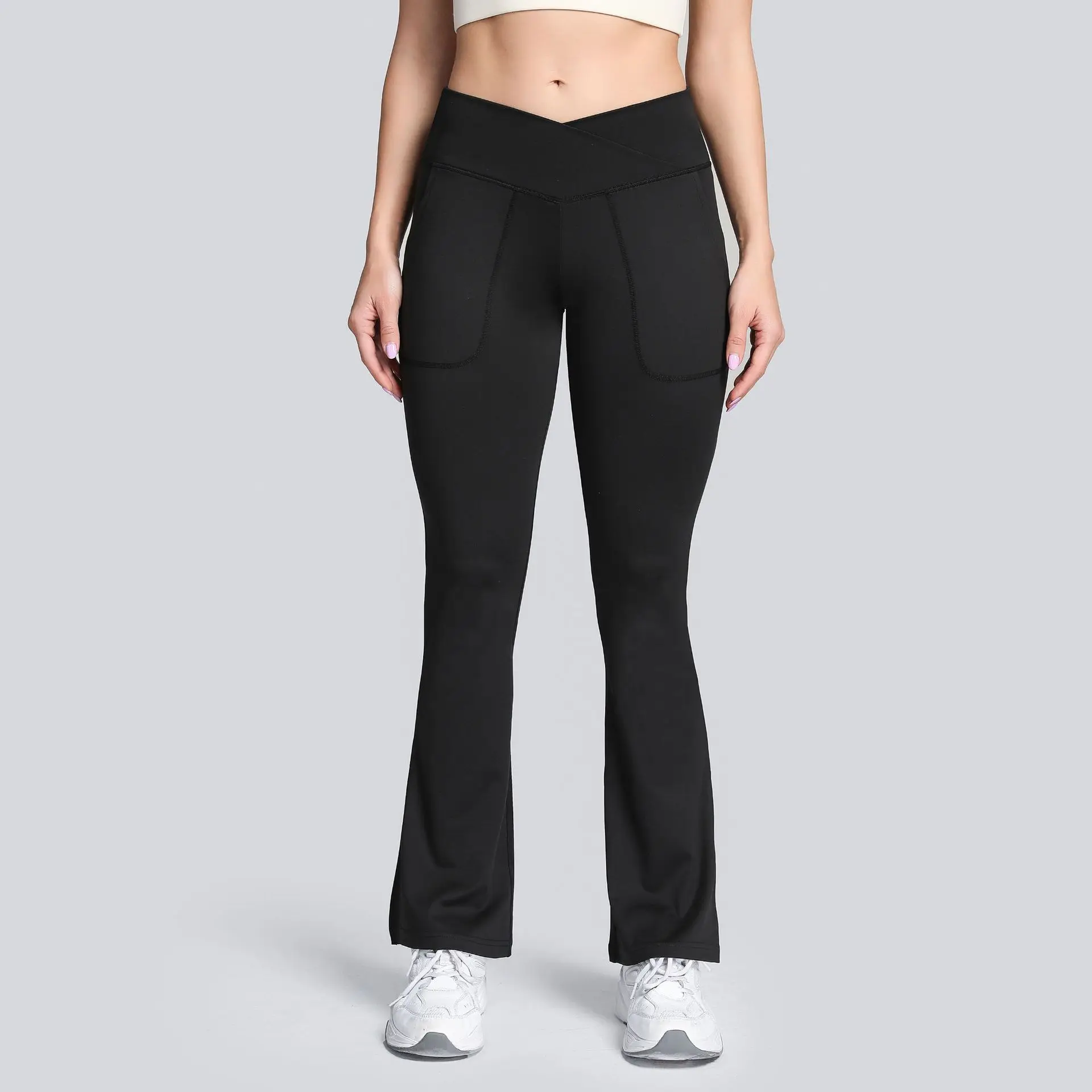 X HERR High Waist Crossover Flare Yoga 