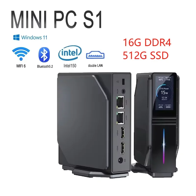 強力なミニ PC Intel Twin Lake N150 16GB DDR4 512 SSD、1.9